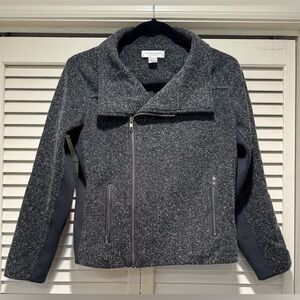 Like New!! Christopher & Banks—SP, Dark Heather Gray Moto Jacket w/ Side Stretch